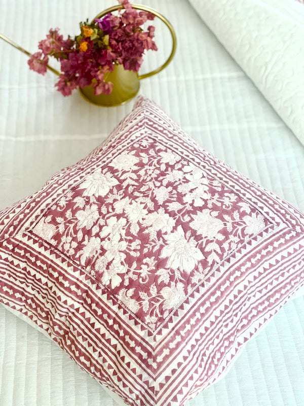 Pink Coral Cotton Quilted Bedcover With Pillow Cases