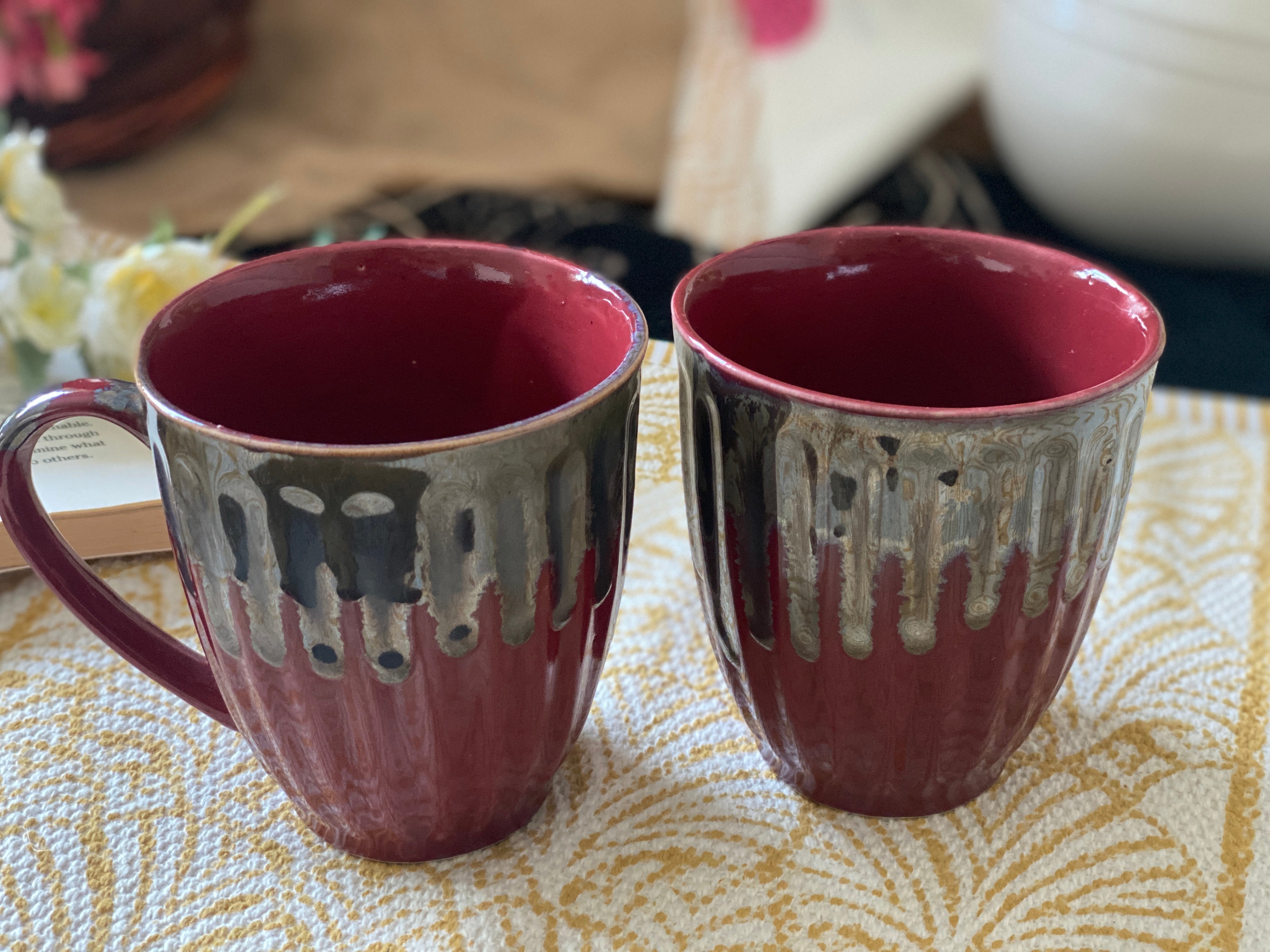 Spencer Red Ceramic Breakfast Set Combination of 6 pieces