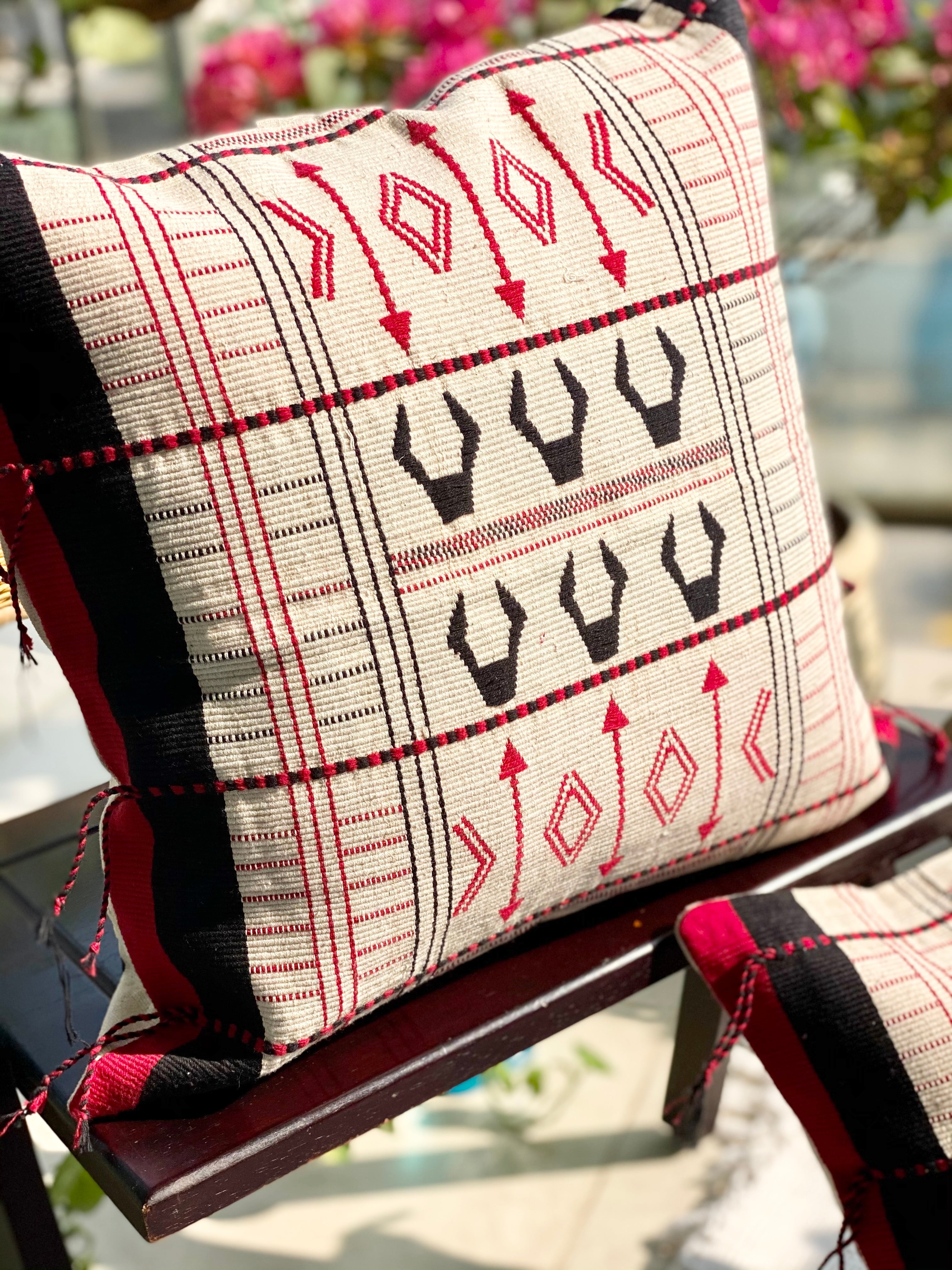 Asra Naga Hand Woven Block Print Cushion Cover