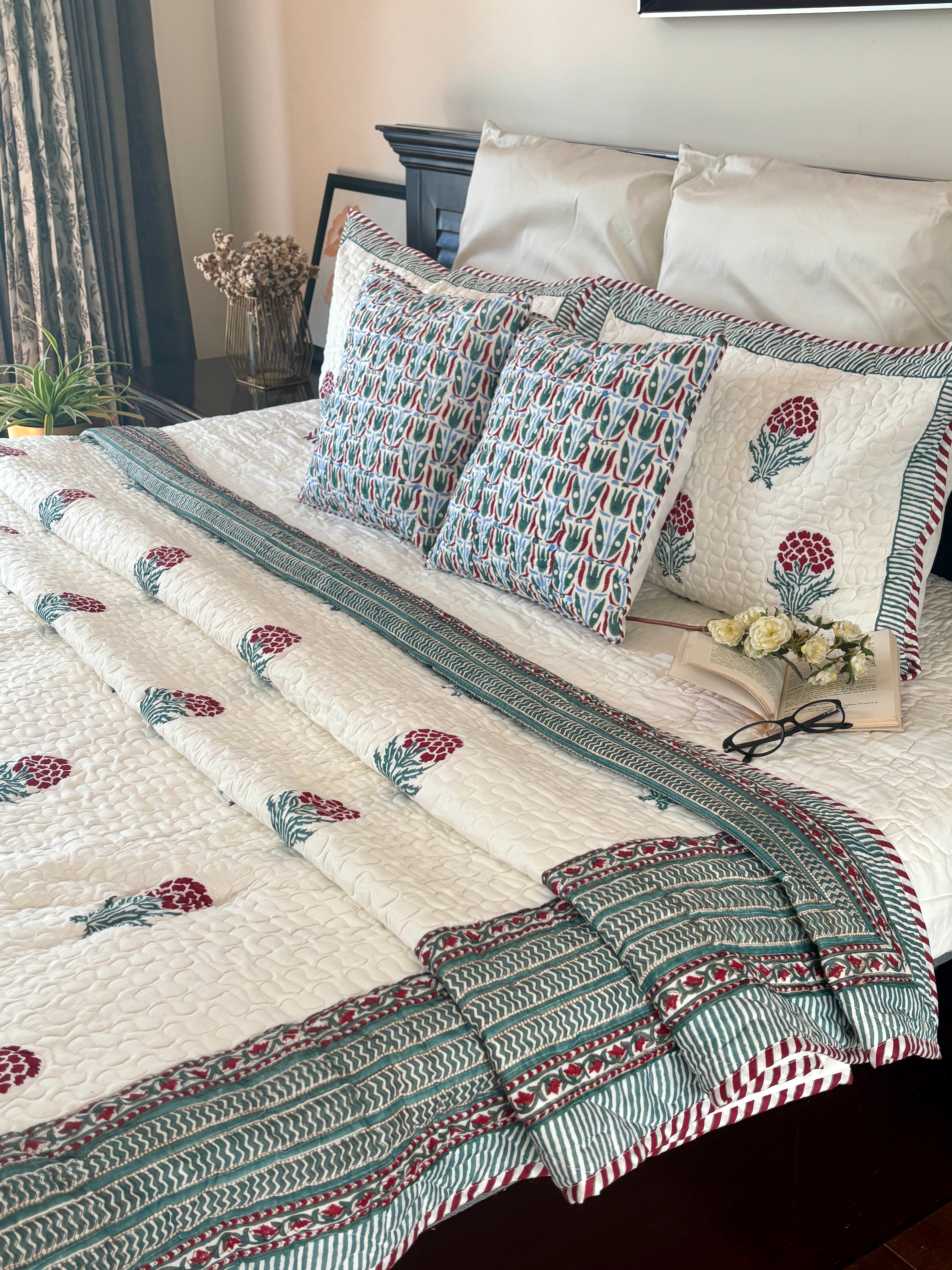 Harbour Cotton Quilted Bedcover With Pillow Cases