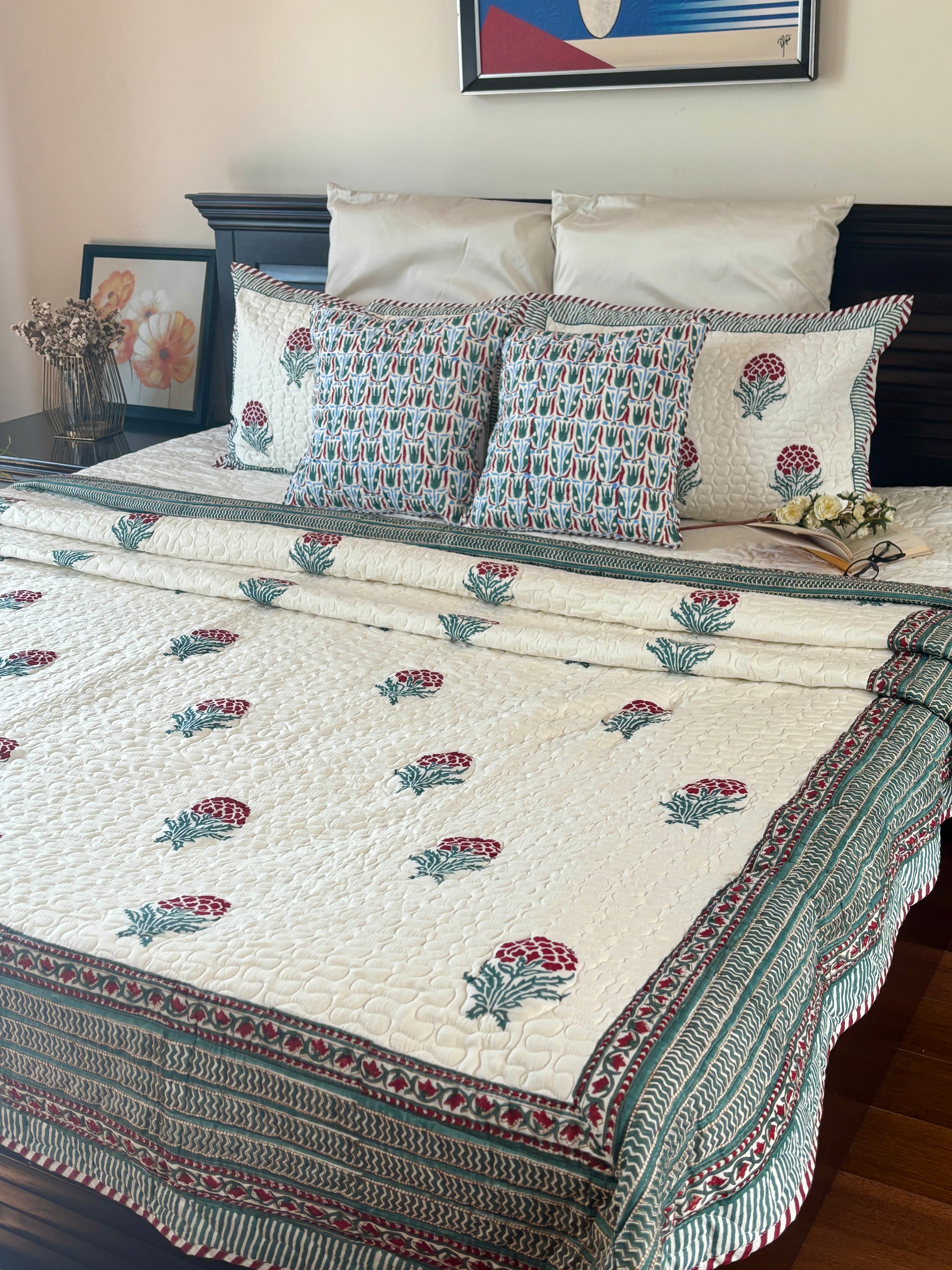 Harbour Cotton Quilted Bedcover With Pillow Cases