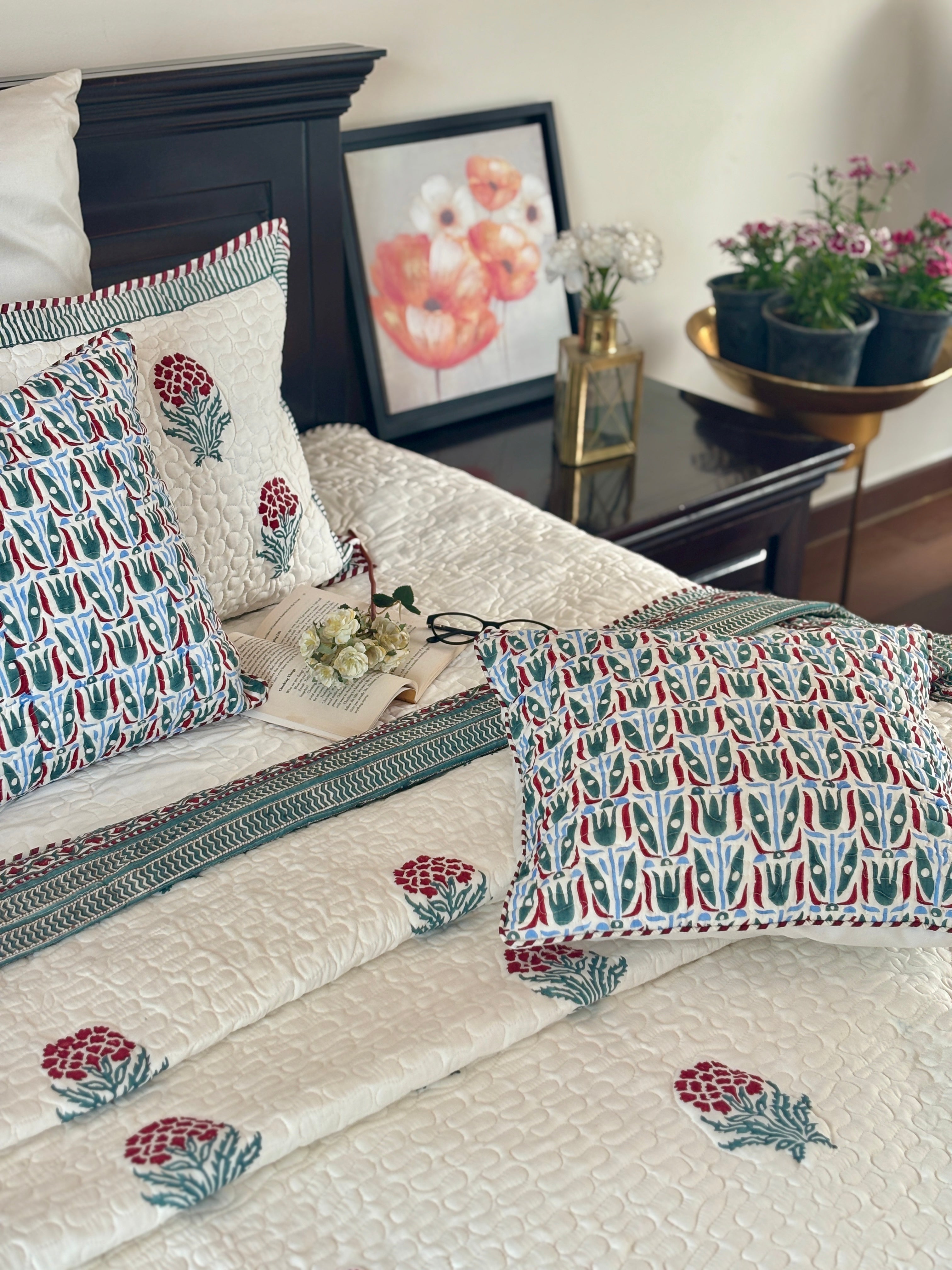 Harbour Cotton Quilted Bedcover With Pillow Cases