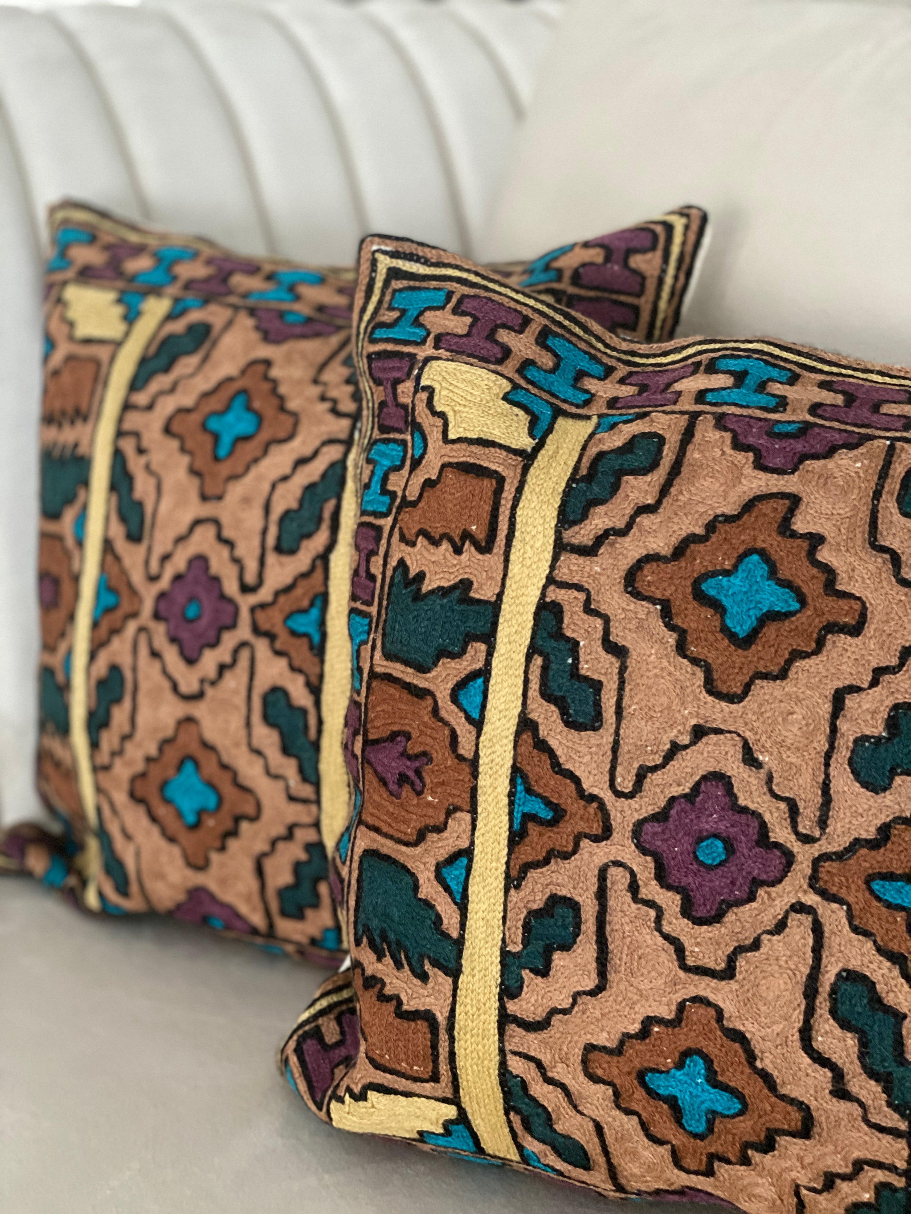 Abir Crewel Embroidery Cushion Cover