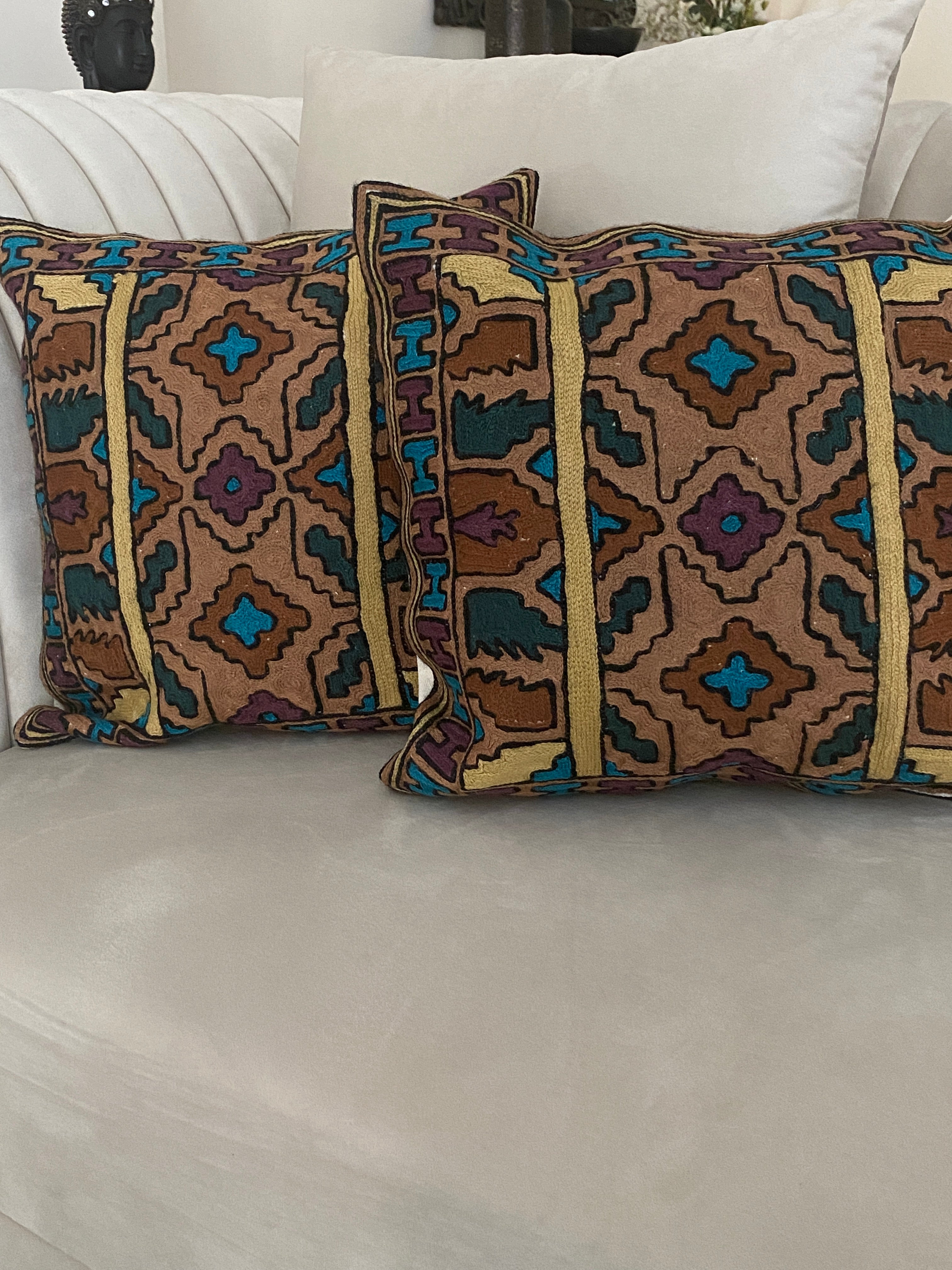 Abir Crewel Embroidery Cushion Cover