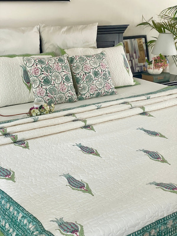 Harbour Cotton Quilted Bedcover With Pillow Cases