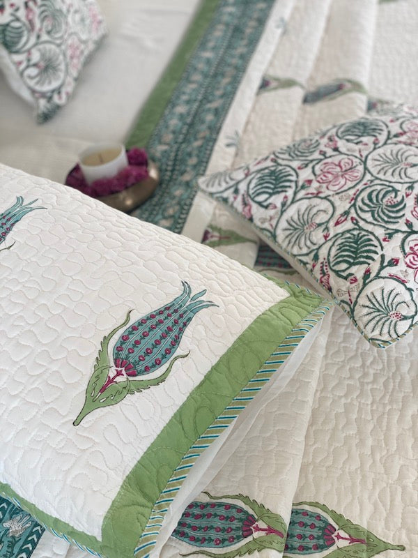Harbour Cotton Quilted Bedcover With Pillow Cases