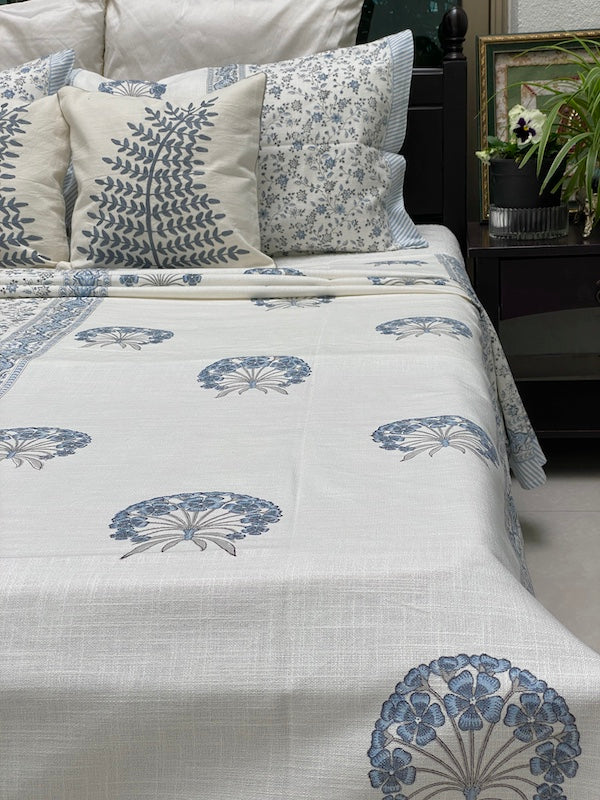 Gardenia Cotton Linen Bedcover With Pillow Cases