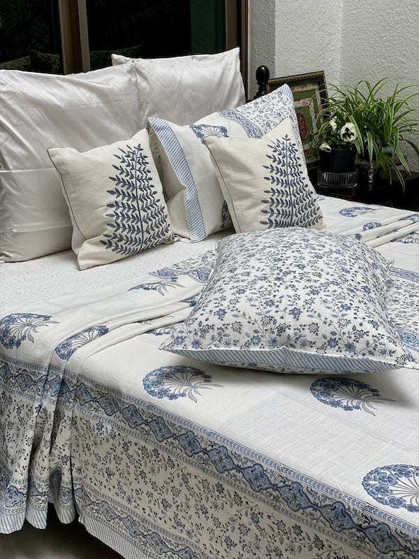 Gardenia Cotton Linen Bedcover With Pillow Cases