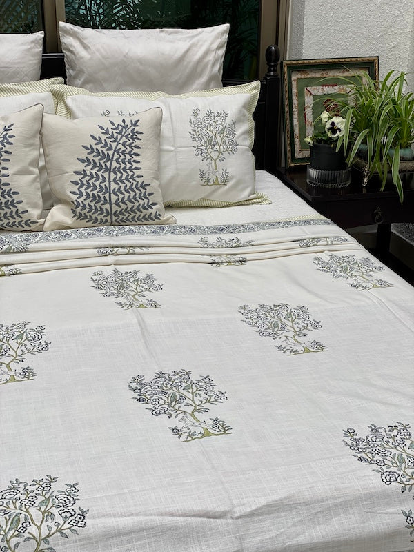 Under The Tree Cotton Linen Bedspread With Pillowcases