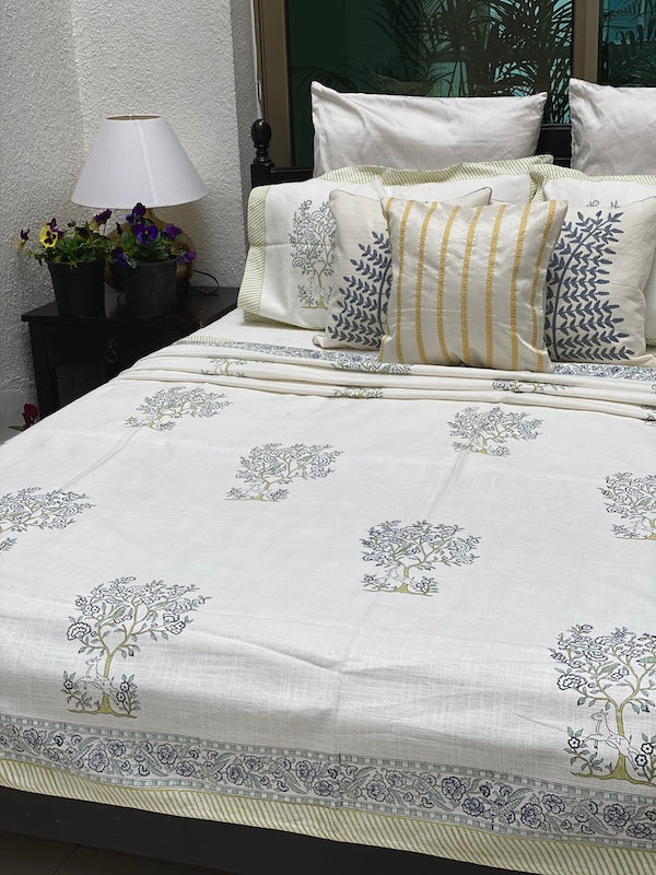 Under The Tree Cotton Linen Bedspread With Pillowcases