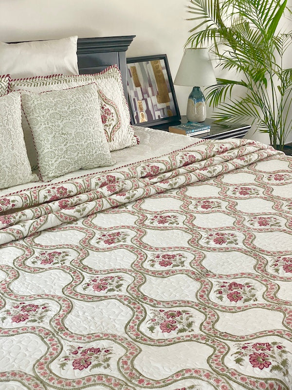 Galore Cotton Quilted Bedcover With Pillowcases
