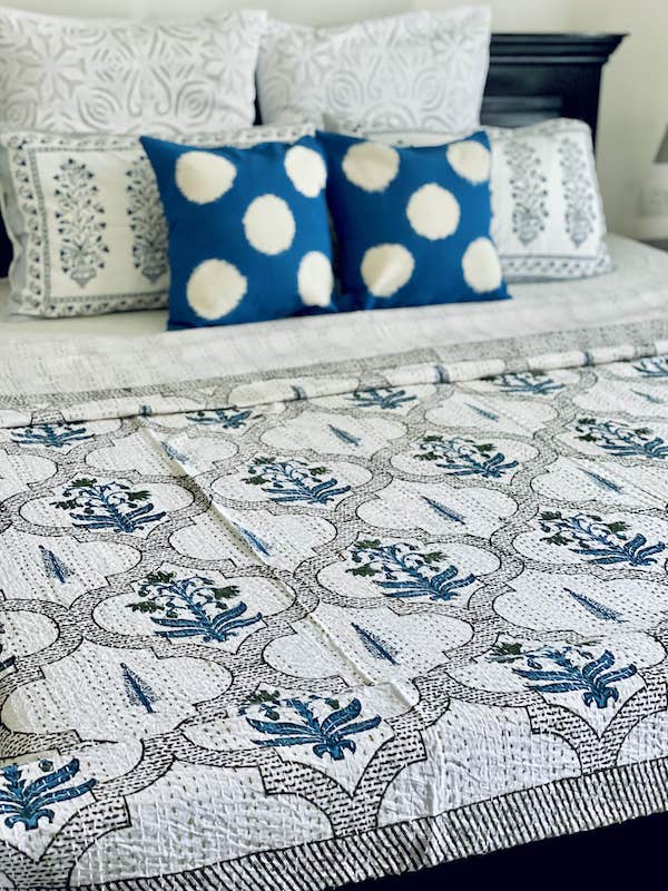 Dazzling Kantha Stitch Cotton Bedspread