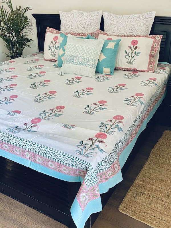 Marigold Bomb Cotton Bedsheet With Pillow Cases
