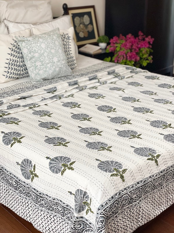 Morpankh Cotton Kantha Stitch Bedcover