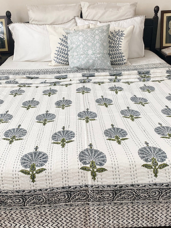Morpankh Cotton Kantha Stitch Bedcover