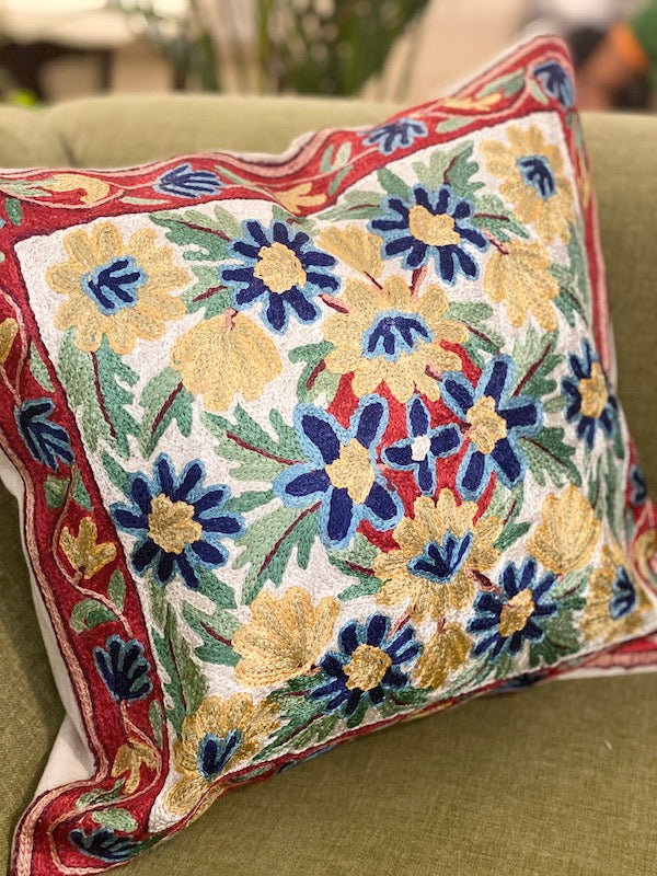Bagh-E-Bahaar Crewel Embroidery Cushion Cover