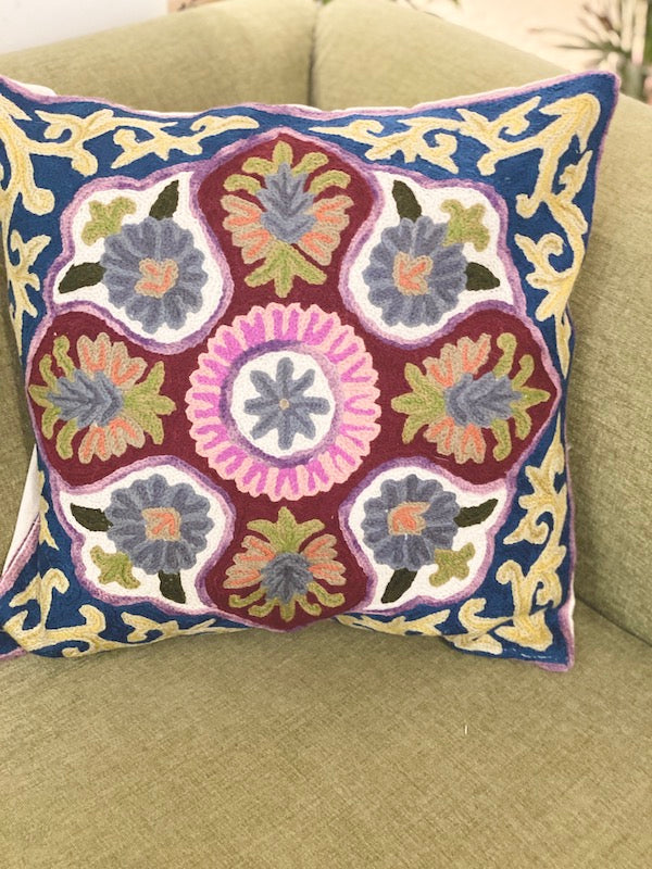 Gul Crewel Embroidery Cushion Cover