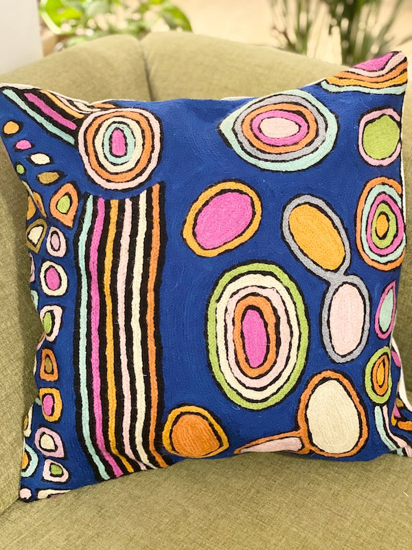 Pebbles Crewel Embroidery Cushion Cover