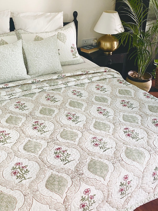 Euphoria Cotton Quilted Bedcover With Pillowcases