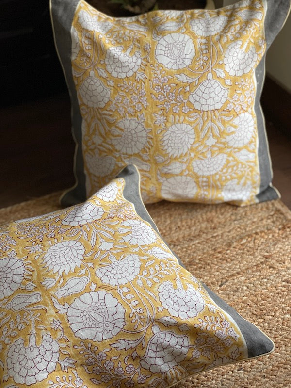Sour And Sweet Hand Block Printed Cotton Cushion Cover