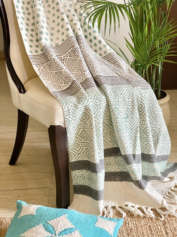 Backyard Nappers Woven Cotton Hand Block Printed Throw