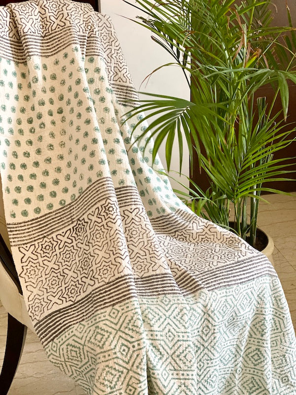 Backyard Nappers Woven Cotton Hand Block Printed Throw