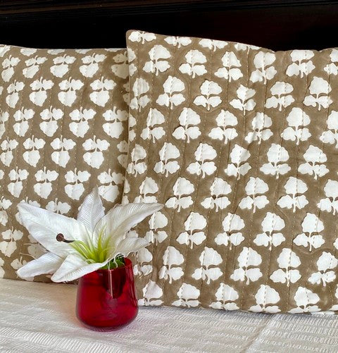 Sand Dunes Cotton Quilted Hand Block Print Cushion Cover