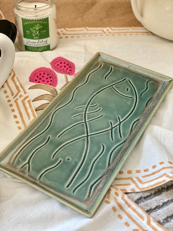 Ramona Glazed Serving Platter With Dip Bowl