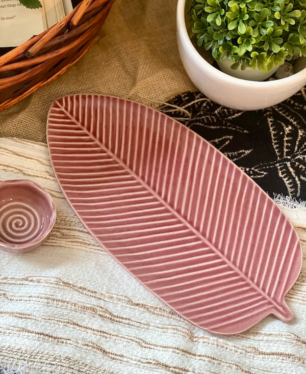 Isaac Red Ceramic Serving Platter With Dip Bowl