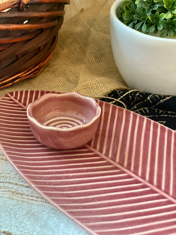 Isaac Red Ceramic Serving Platter With Dip Bowl