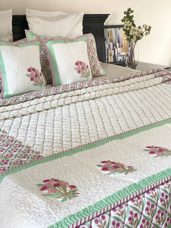 Floral Carnival Cotton Quilted Bedcover Set