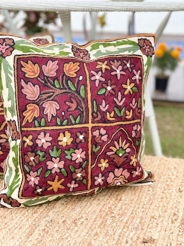 Nazm Crewel Embroidery Cushion Cover