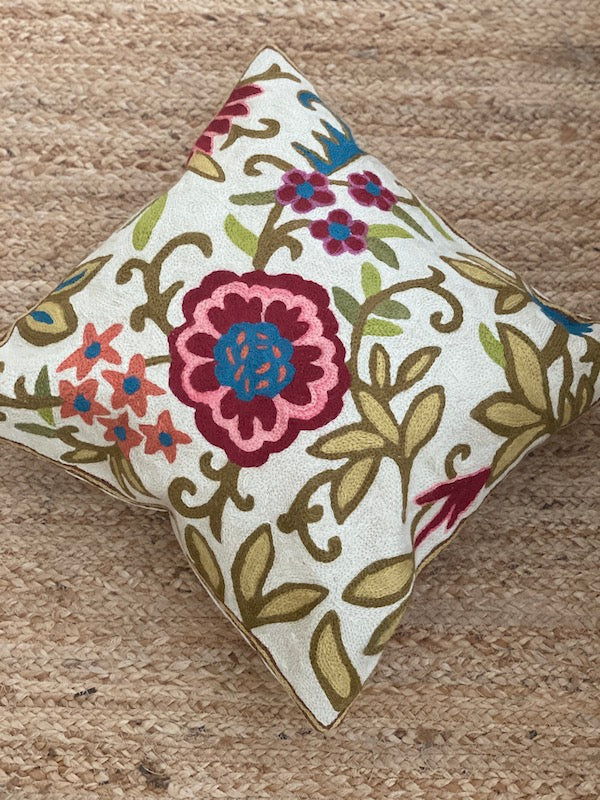 Jannat Crewel Embroidery Cushion Cover